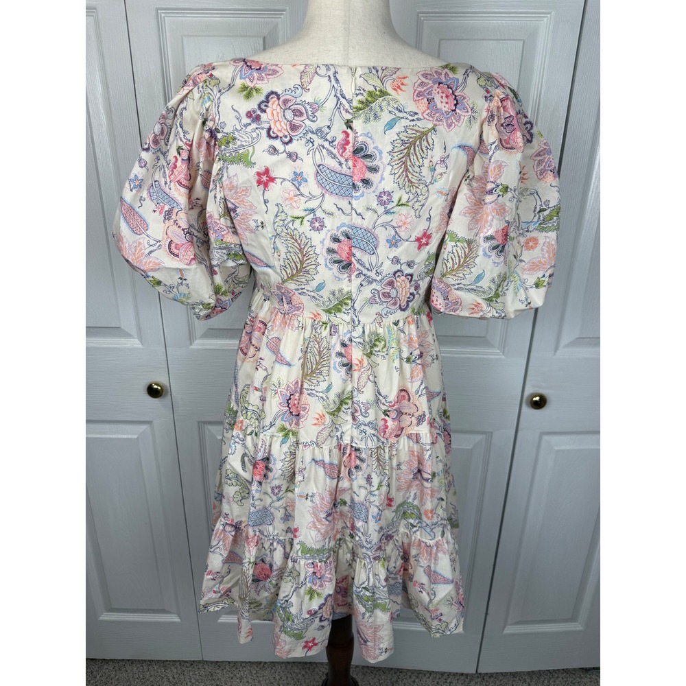 Cinq à Sept Ethel Paisley Puff Sleeve Babydoll Dress Size 8 - Picture 8 of 10